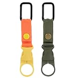 [TANLUER] ペットボトルホルダー カラビナ付き（取り外し可能）ドリンク ホルダー アウトドア 登山 キャンプ ハイキング サバゲー 旅行 水分補給 ペットボトル 着脱簡単 携帯便利 Green-Orange