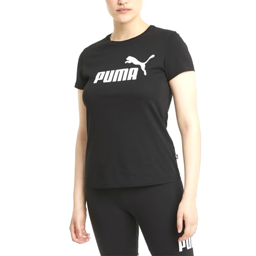 PUMA womens Essentials Tee T Shirt, Cotton Black, Large US