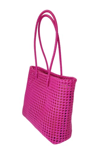 Image of ARNAVIRA Handmade Multipurpose Wire Bag (Koodai) Used as Lunch Bag, Shopping, Grocery, Tote Bag, Picnic Bag, Return Gift Bag (33x15x29 CM) (Rani Pink)