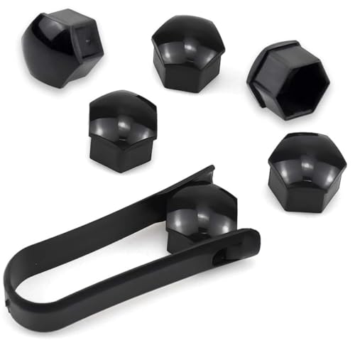 OSOLADY Protective Screw Caps for Car Bike 40pcs Black Hexagon Socket Nuts 2 Clips Decorative Wheel Bolts Sealing Leakproof