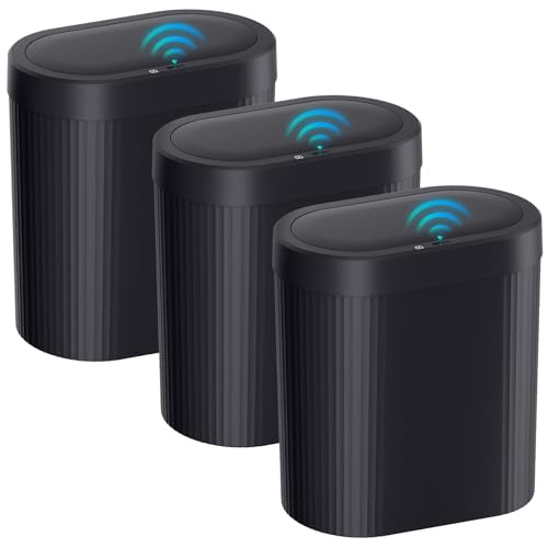 3 poubelles 5 gallons capteur mouvement automatique, noir sans contact