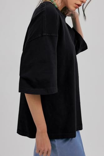 UNCLECAT Womens Oversized Half Sleeve T Shirts Summer Tops Trendy Crew Neck Loose Fit Workout Tee Clothes4