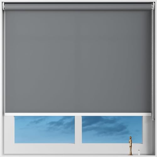 Image of Roller Blinds for Windows 70 Inch W X 72 Inch L | Light Filtering Roll-Up Shades Sun UV Protection for Home & Office Grey | Heavy Duty in 38 MM Pole