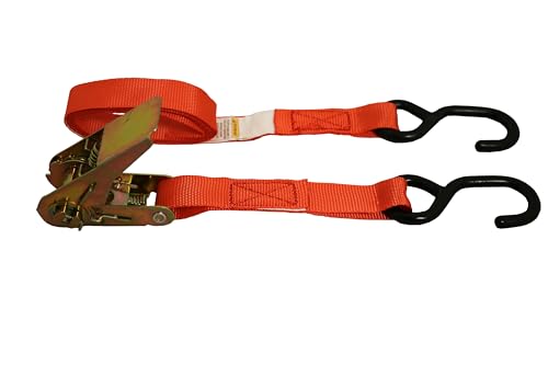 Ancra Cargo Tie-Down Ratchet Strap, 6' x 1", 400 lb Load Limit, Red, 4-Pack