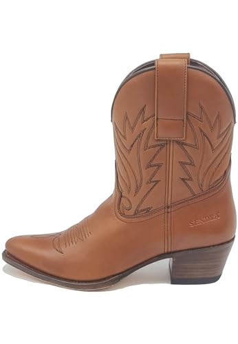 Sendra Botines Cowboy Lia Cera Crust 18495 Color Marrón Cuero (38)
