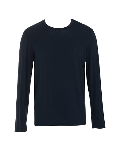 Emporio Armani T-Shirt Uomo Girocollo Manica Lunga in Lana Tecnologia Blu M Regular Fit, Armani Blu, M