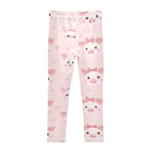 Pig Faces Girls' Leggings Toddler Doodles Pink Bows Kids Yoga Pants Dance Active Tights 4T2