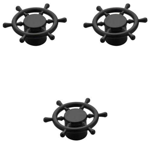 Image of Ship Wheel Design Knob for Drawer /Door Knob /Drawer Knobs /Decorative Knobs and Pulls (Black Finish) Zinc Alloy Pack of 3-| 3 Years Warranty |