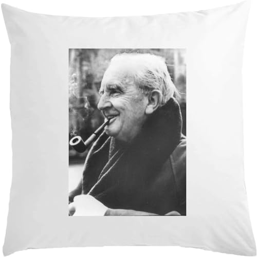 Famoso scrittore che fuma una pipa retrò libro fotografico art libro bianco cuscino 40 x 40 cm con riempitivo bianco