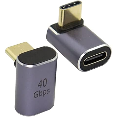 QIANRENON USB C 90° Adapter Type C Female to Male Right Angle Coupler USB4.0 40Gbps Data Transfer Charging Type C OTG for Laptop Tablet Phone 2 Pack Cover