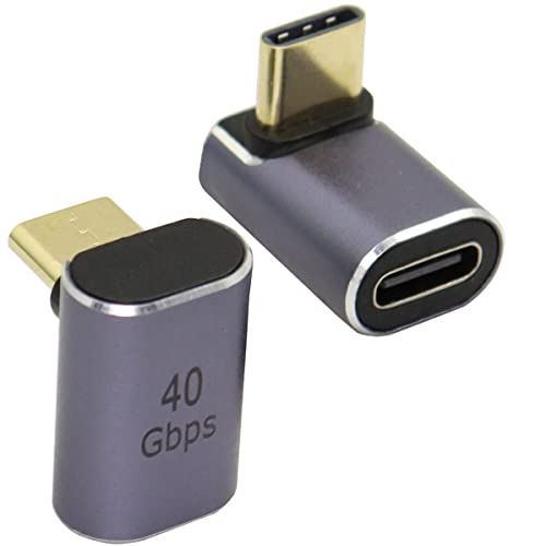 QIANRENON Adaptador USB C de 90 ° Tipo C hembra a macho Acoplador de ángulo recto USB4.0 40 Gbps Transferencia de datos Tipo C OTG para portátil Tablet Phone Paquete de 2