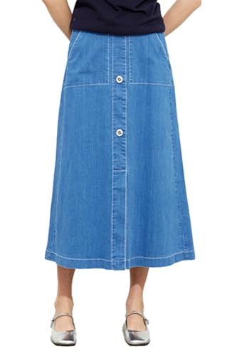 Generic Nolabel Women's Petite Long Buttoned Denim Skirt with Pockets FGSKT01