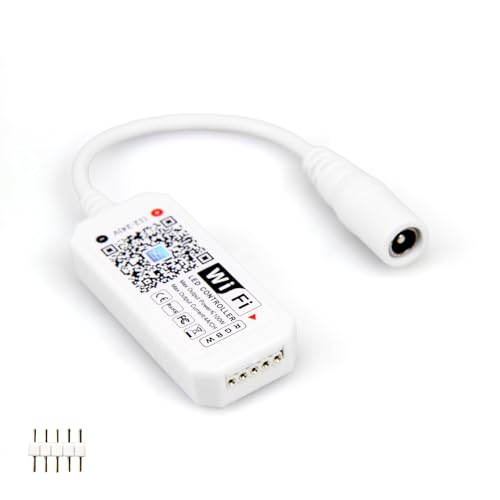 Lotnery Smart Mini RGBW WiFi Controller, Works with Alexa/Google Home, App Control 16 Million Colors & Music Sync, Timer for Bedroom Lighting, 2.4GHz Only for LED Strip Lights Home Decor & Parties