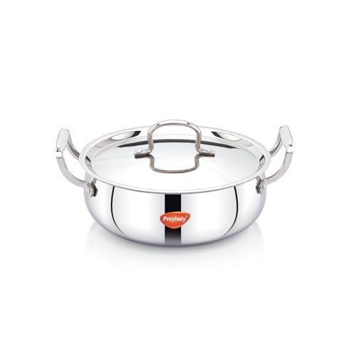 Image of Praylady Triplus+ Pro Triply Biryani Handi | 24 cm | 4.0 L | Dum Biryani Cooking Pot | Patila | Even Heat Distribution | Non Toxic | Less Oil Use | SS Lid | Stock Pot | Induction & Gas Stove Ready