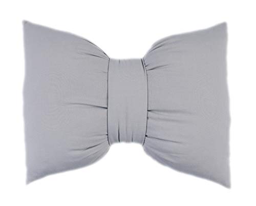 Ewindy Handmade Home Decor Bow Pillow Solid Color Sofa Cushion Napping Cotton Bow Pillow Car Waist Pillow Washable Pillow (Light Grey, Small)