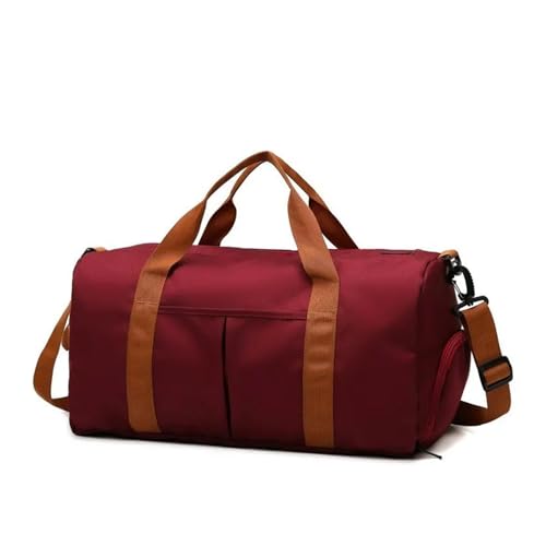 Fitness Bag Fashion Luggage Bag Men's Casual Large Capacity Sports Handbag Zipper For Men Women(Wine red)