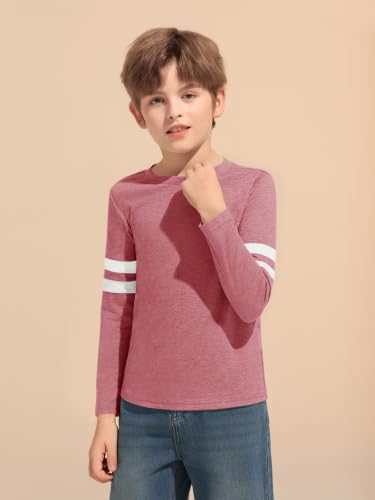 Image of Haloumoning Boys Long Sleeve Shirts Kids Crewneck T Shirts Casual Striped Tops Tees 5-14 Years