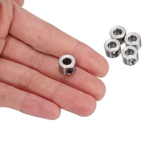 QUARKZMAN 12 Stück Satz-Scheibenkragen 5mm Bohrung Edelstahl Wellenkragen 10mm Außendurchmesser 7mm Breite Fahrwerksstopper Radkragen mit Innensechskantschlüssel