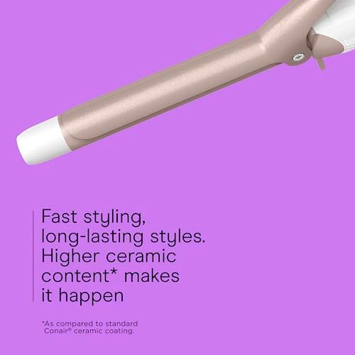 Conair Double Ceramic ¾-Inch Curling Iron with Claw Clip, ¾-Inch Barrel Creates Tight Curls, Hair Curler for Use on Short, Medium, & Long Hair, White/Rose Gold - 3