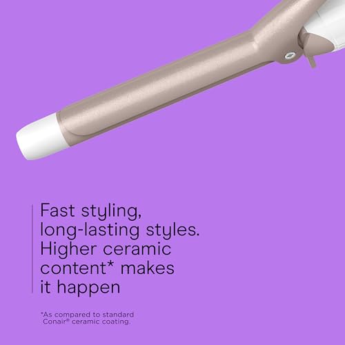 Image of Conair Double Ceramic -Inch Curling Iron with Claw Clip, -Inch Barrel Creates Tight Curls, Hair Curler for Use on Short, Medium, & Long Hair, White /Rose Gold