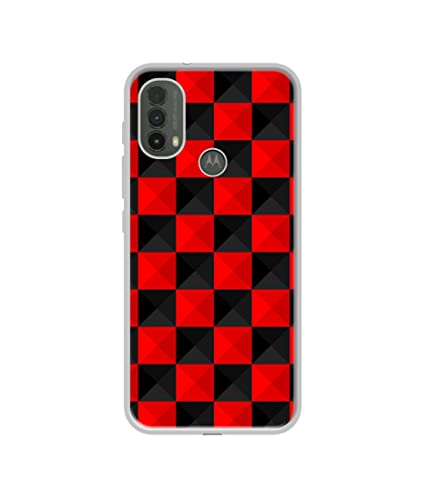 Image of Red N Black Cubes Design Printed Silicon Soft TPU Back Case Cover for Motorola Moto E30 4G / E40 4G