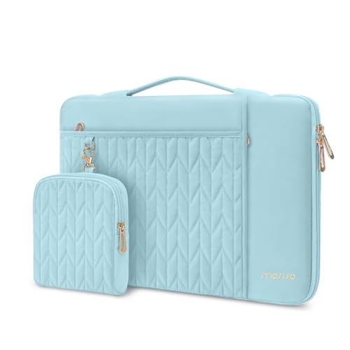 Housse Ordinateur MOSISO 15-16 Pouces - Compatible MacBook Pro 16 M3/M2/M1 - Poches Multiples - Bleu Glacé - Protection Antichoc