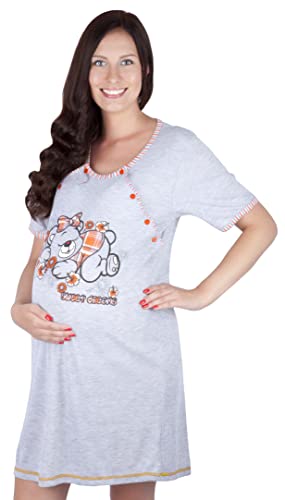 Mija - 2 en 1 Bonito camisón de lactancia y camisón de maternidad 2055 U, naranja, XL