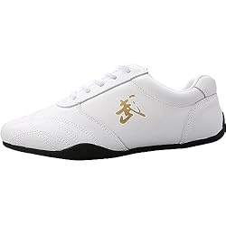 Zapatillas Kojondo Zapatos De Tai Chi, Zapatillas De Kung Fu Zapatos De Wushu De Cuero Antideslizantes, Zapatos Deportivos De Gimnasio De Taekwondo Zapatos De Entrenamiento De Artes Marciales(Size:43 EU,Color:Blanco)