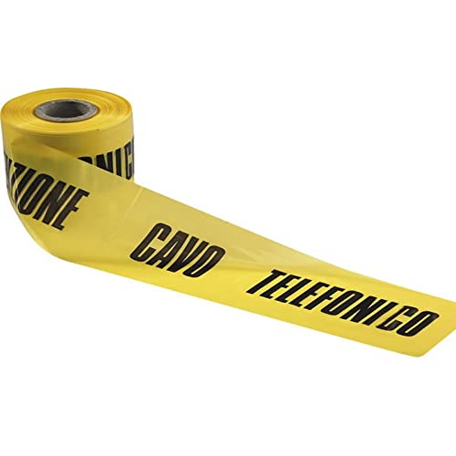 KOEM Rollo de cinta de señalización de alta visibilidad de polietileno, 10 x 200 m, para señalización de tubos y cables incrustados para construcción y trabajos de carretera (para cable telefónico –