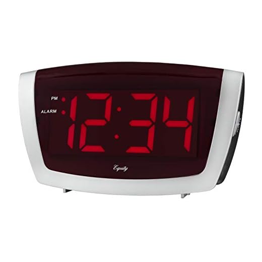 Equity 75906 LED Alarm Clock with High/Low Dimmer, 1.8", Red