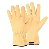 ROSTAING Handschuhe TRADITION - Ein Paar Gartenhandschuhe aus wasserabweisendem Leder - Alle Arbeiten in trockener und feuchter Umgebung - Pflanzarbeiten, Umgraben und Unkrautjäten - Bequem