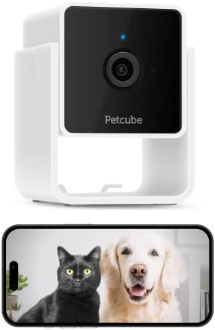 Petcube Cam Indoor Wi-Fi Pet and Security Camera with Phone App, Pet Monitor with 2-Way Audio and Video, Night Vision, 1080p HD Video and Smart Alerts for Ultimate Home Security