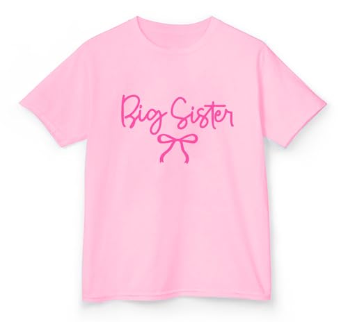 Kreleurs Big Sister Shirt for Girls Toddler Sis Announcement Short Sleeve Graphic Tee Tops Size 9-10Y
