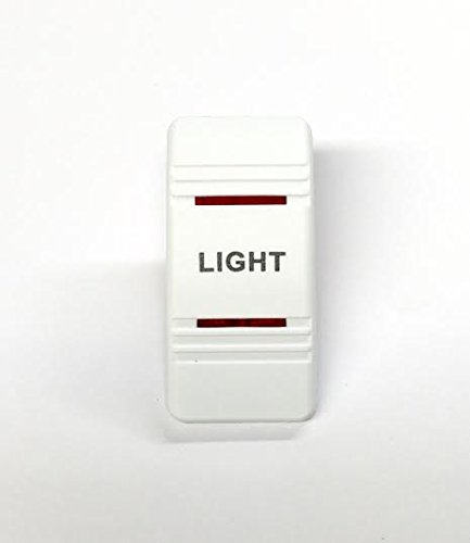 Euro Rocker Switch Cover with Text, White with Red Lens. Contura III, Fits Carling, Cole Hersee, Blue seas