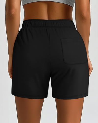 Neer 3 Pack Women's Sweat Shorts, Summer Drawstring Cotton Shorts with Pocket Loose Athletic Lounge Casual Running Bottoms3