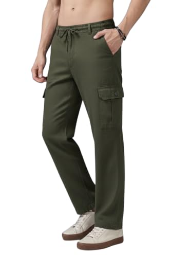 Image of Men's Multi Color Cargo Casual Trousers | Men's Regular Fit Straight Pants | Comfortable Stylish Cargo for Men | Soft Fabric for Everyday Wear, Travel & Office | Linen Cotton Bottom Wear
