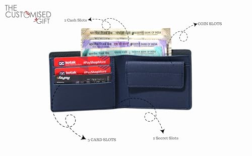 Image of TCG Personalized Name & Charm Imported Leather Mens Wallet | Gifts for Men Husband Boyfriend Employees Clients Colleagues Friend (Royal Blue)
