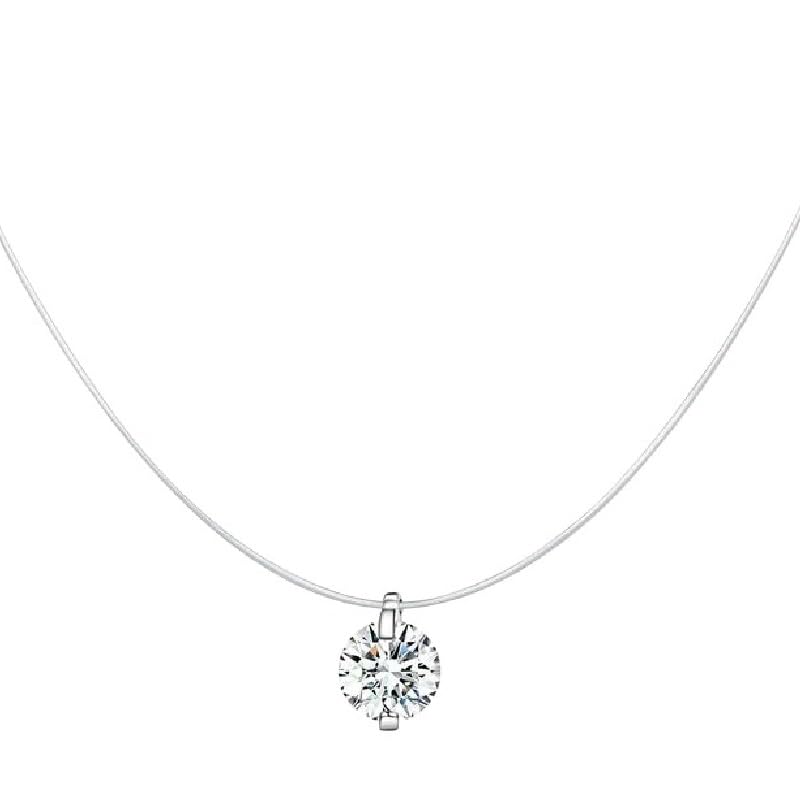 Collier moissanite sur fil nylon transparent, le bijou discret pour illuminer vos tenues de bureau