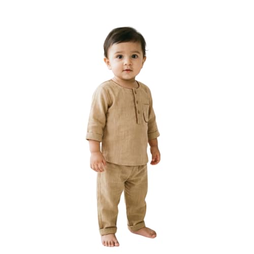 Image of Baby Boys Night Suit 3 /4 Sleeves Co-Ord Nightwear Set - Pure Cotton- Soft, Comfy & Perfect for Sleep Time