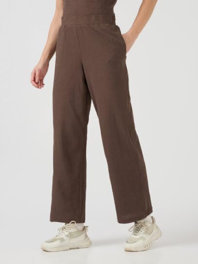 Image of TECHNOSPORT Women Textured Straight Fit Trackpants for Casual Wear, Travel Wear, Gym Wear