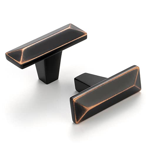 Askano Pack Of 10, Oil Rubbed Bronze, Beveled Kitchen Cabinet Knob Zk2207 | Bungalow Top Pull Handle, Solid Hardware For Drawer, Dresser, Bathroom, Vanity, Furniture Door, Cupboard, Size: 1-3/4 Inch #TOP17