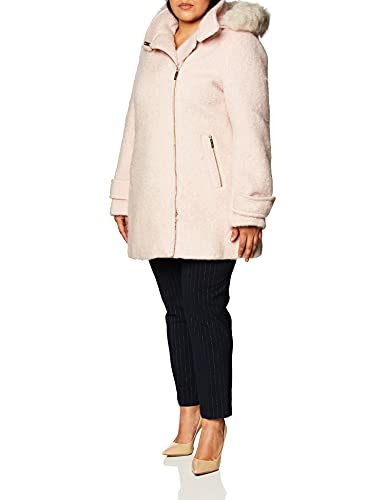 Calvin Klein Womens Zip Front Wool with Faux Fur Hood, Pink, X-Large Calvin Klein Womens Zip Front Wool with Faux Fur Hood, Pink, X-Large