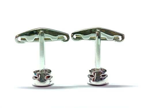 Mancuernillas artesanales de plata con granate redondo 7 mm 3 Ct miniatura 5