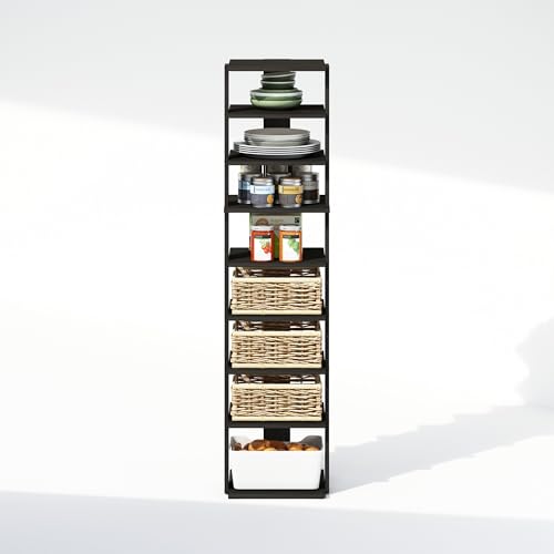 Image of Furinno Turn-N-Tube Corner Shelf, 9-Tier Display Rack, Vertical Corner Storage Rack, Space Saving Organization and Storage, Entryway, Living Room, Closet, Espresso