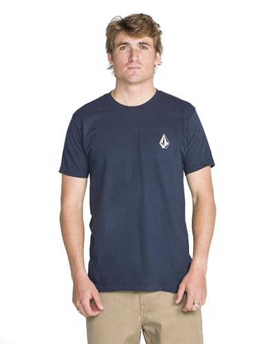 Volcom Mens Iconic Stone Short Sleeve T-Shirt Modern Fit Logo Graphic Tee Navy Large