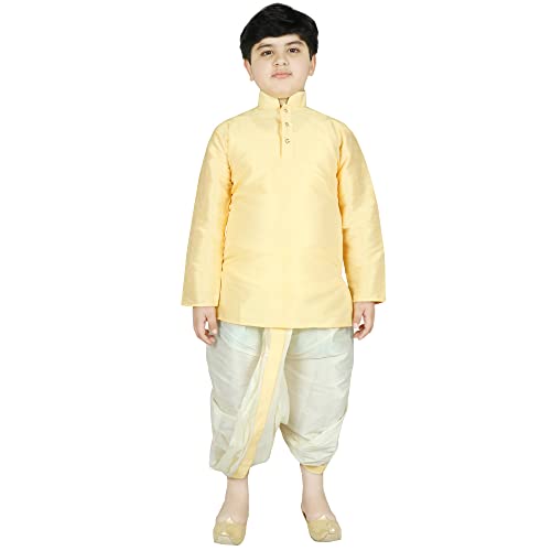Image of SG YUVRAJ Boy's Raw Silk Kurta Dhoti Set