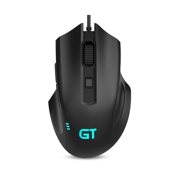 RaceGT Wired RGB Gaming Mouse, Ergonomic Mouse with 7 Backlight RGB Lighting Modes, up to 3600 DPI,6 Buttons for Windows/PC/Mac/Laptop Gamer (Black)