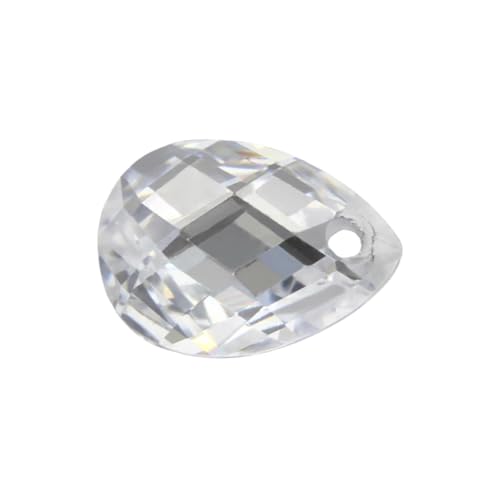 Zircone cubique poire blanche double damier d'aspect gemme véritable