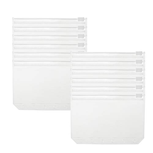 Geesatis - 12 bolsillos A7 para carpetas con cremallera de PVC, 6 agujeros, impermeable, para cuadernos, hojas sueltas, 5,2 x 3,5 pulgadas