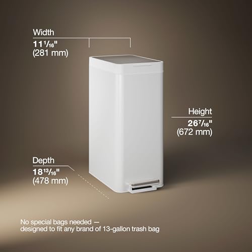 Bote de basura rectangular acero blanco 13 galones Kohler miniatura 3